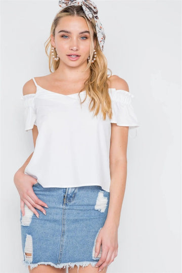 White Solid Cami Style Off-Shoulder Top
