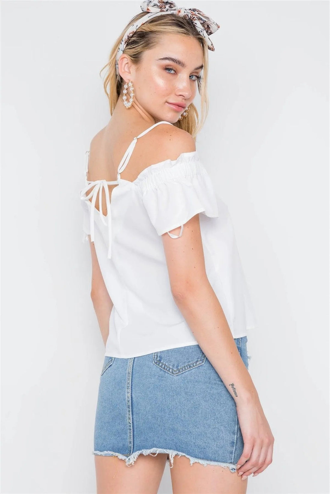 White Solid Cami Style Off-Shoulder Top
